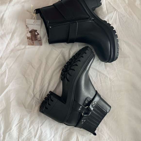 Sincerly Jules Shoes - Sincerely Jules Black Moto Boots